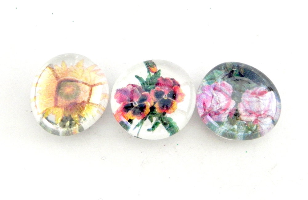 Flowers glass magnets