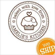 Personalized Cupcake Round Rubber Stamp
