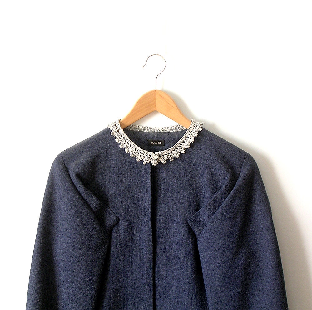 Lace Collar Silver Necklace Crochet Jewelry Peter Pan Collar