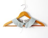 PeterPan Collar  Sky Blue and   Floral cotton Double Face Detachable
