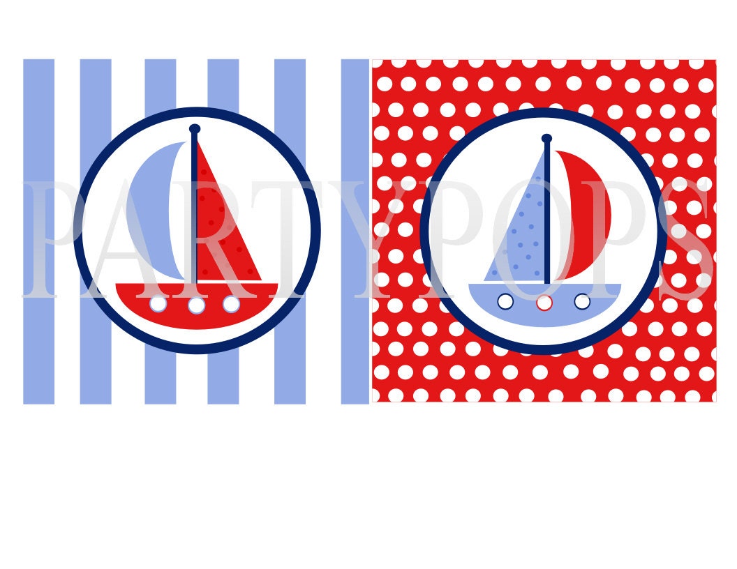 Digital Nautical Party Printable, Sailboat, Nautiacal Party Banner Add On and  Decoration INSTANT DONWLOAD