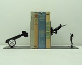 Shot Out Of A Cannon Metal Art Bookends - Free USA Shipping