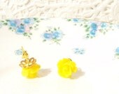 50% OFF - My Darling Rosebud - Golden Yellow Flower Stud Earrings