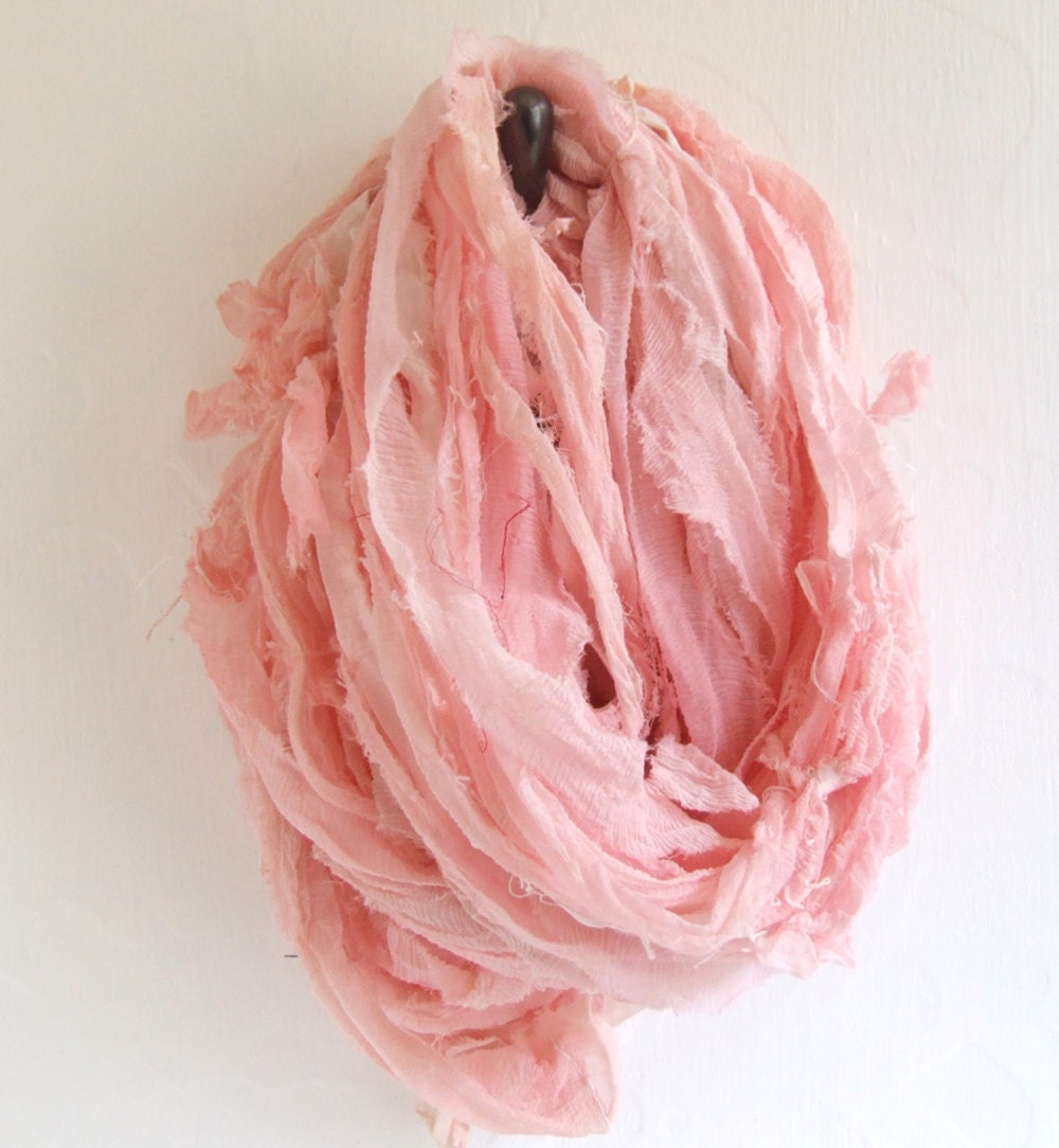 Tattered Silk Chiffon Ribbon - handyed - 10 yds