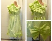Lime Sherbet Dress Summer Patisserie Knee Length Ruffle Handmade Custom Womens Maternity Wedding