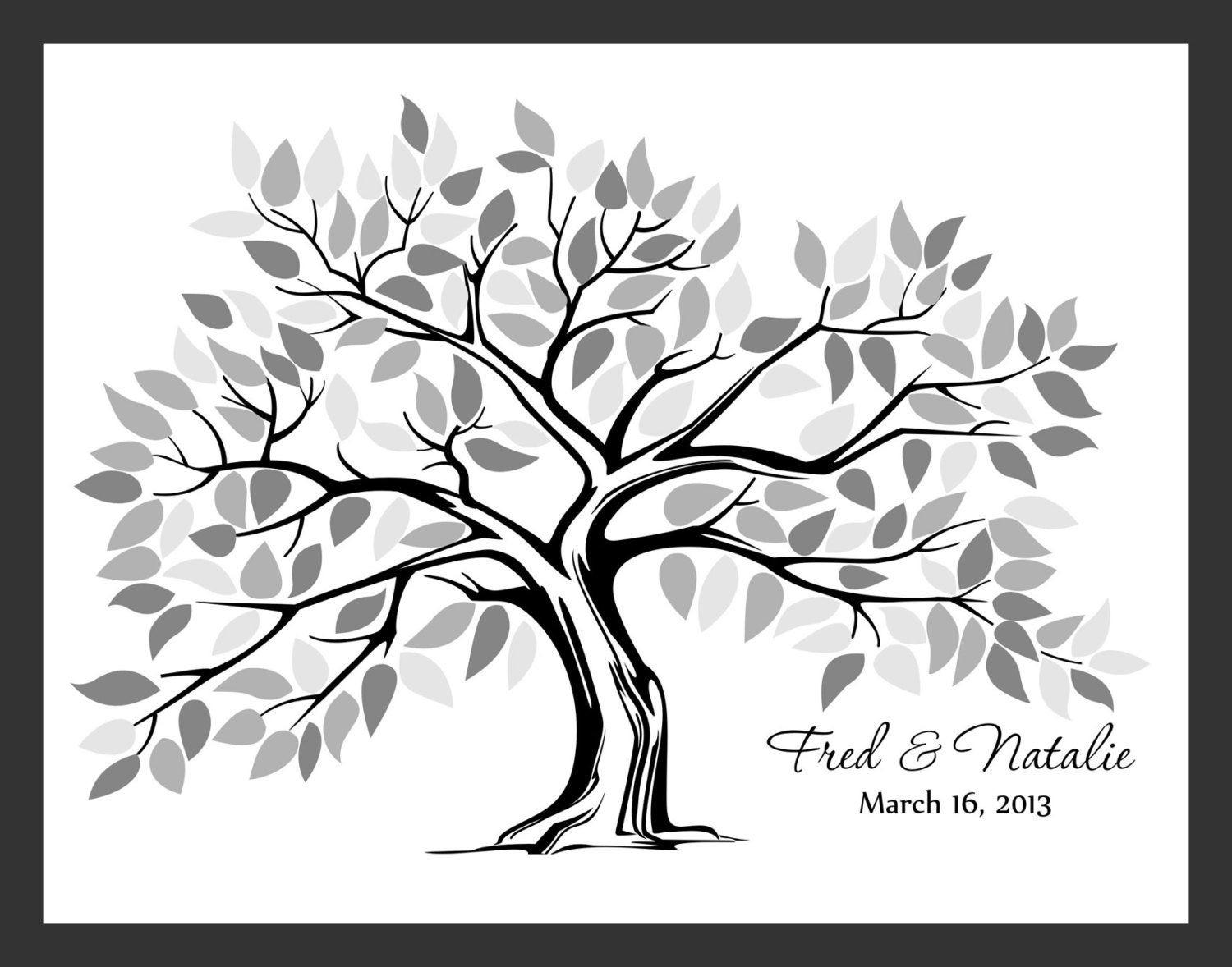 Personalized Wedding Tree Guest Book Print for up to 150 guests