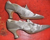 Gibson Girl EDWARDIAN Antique 1900s-1910s Silver Lame Evening Shoes
