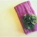 Baby Burpie, Moss Green Flower Buds On Raspberry Burp Cloth, Embellished, Hand Dyed Cloth Diaper, Girl, Colorful