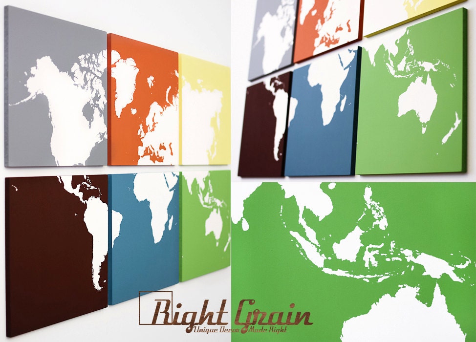 Large Modern Painting World Map Wall Artwork - Canvas Art - Personalized Gift