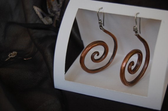 Copper Scroll Earrings