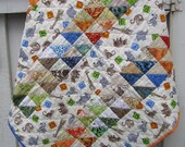 Baby Quilt- Blocks and Wild Animals- Baby Shower Gift- Baby Gift