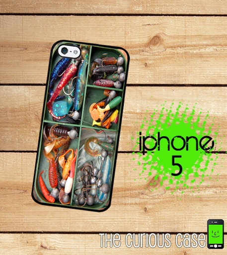 iPhone 5 Case Fishing Tackle Box  / Hard Case For iPhone 5. Plastic or Rubber Trim Fish Lures