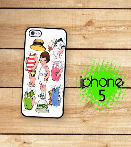 iPhone 5 Case Vintage Paper Dolls  / Hard Case For iPhone 5. Plastic or Rubber Cousin Peter Paper Doll