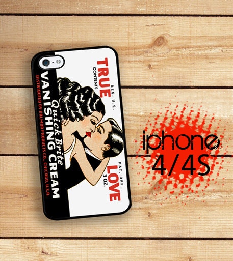 iPhone 4S Case Vanishing Cream Ad / Hard Case For iPhone 4 and iPhone 4S Retro Print True Love Rubber Trim