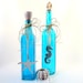 Beach Decor Decorative Bottles, 2pc  - Nautical Bottles in Turquoise Aqua w Starfish & Shells