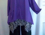 Coco and Juan Lagenlook Plus Size Top Purple Orchid Knit Angled Tunic Top One Size Bust  to 60 inches