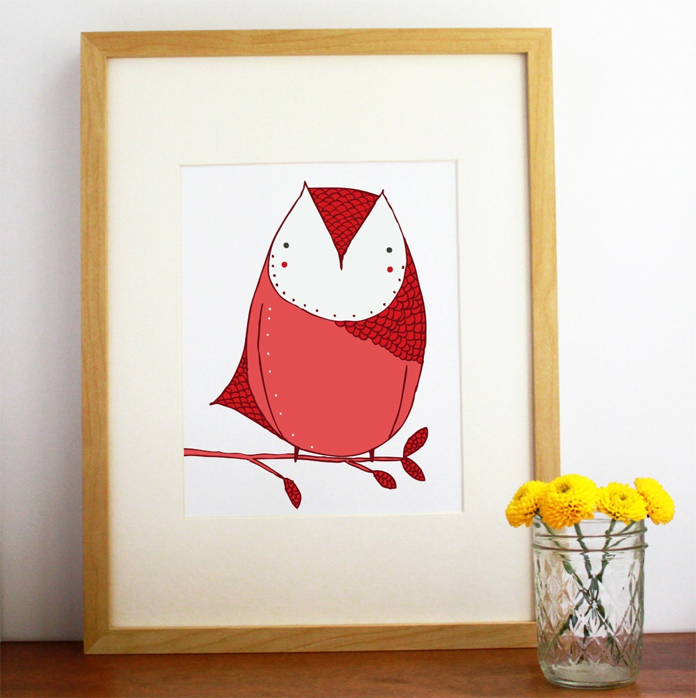 April Owl Illustration - Free US Shipping