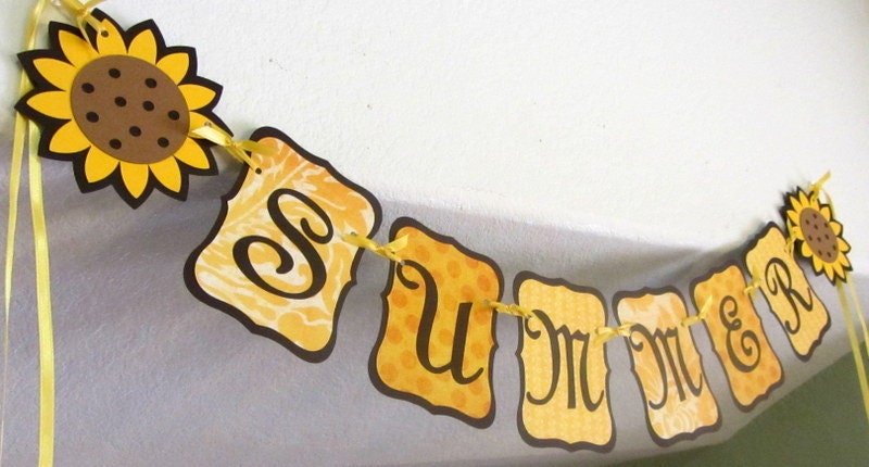 Sunflower SUMMER Banner Garland, Swag, holiday, decoration, yellow, brown