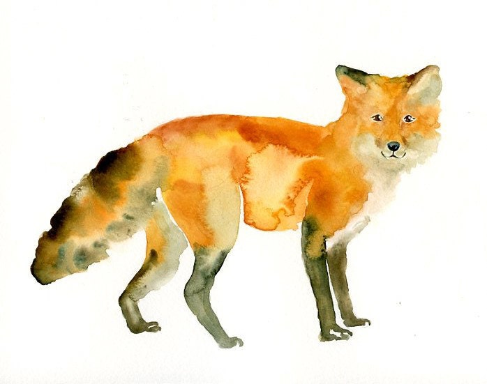 FOX  Original watercolor painting 10X8inch