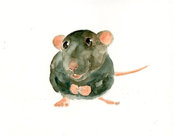 MOUSE Original watercolor painting 10X8inch