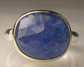 Rose Cut Tanzanite Ring - 18k Yellow Gold and Sterling Silver