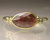 Rose Cut  Diamond Engagement Ring - 18k and 14k Yellow Gold