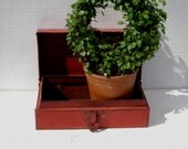 Vintage Toy Red Metal Tool Box, Hinged Lid, Clasp Lock, Lift Handle, Carrier for Tools and Treasures