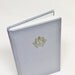 Leather Wrapped Journal Bound Blank Notebook Baby Blue with Gold Emblem
