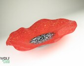 Blown Glass Wall Art Bright Red Poppy Wall Hanging Decorative Art Glass Sculpture