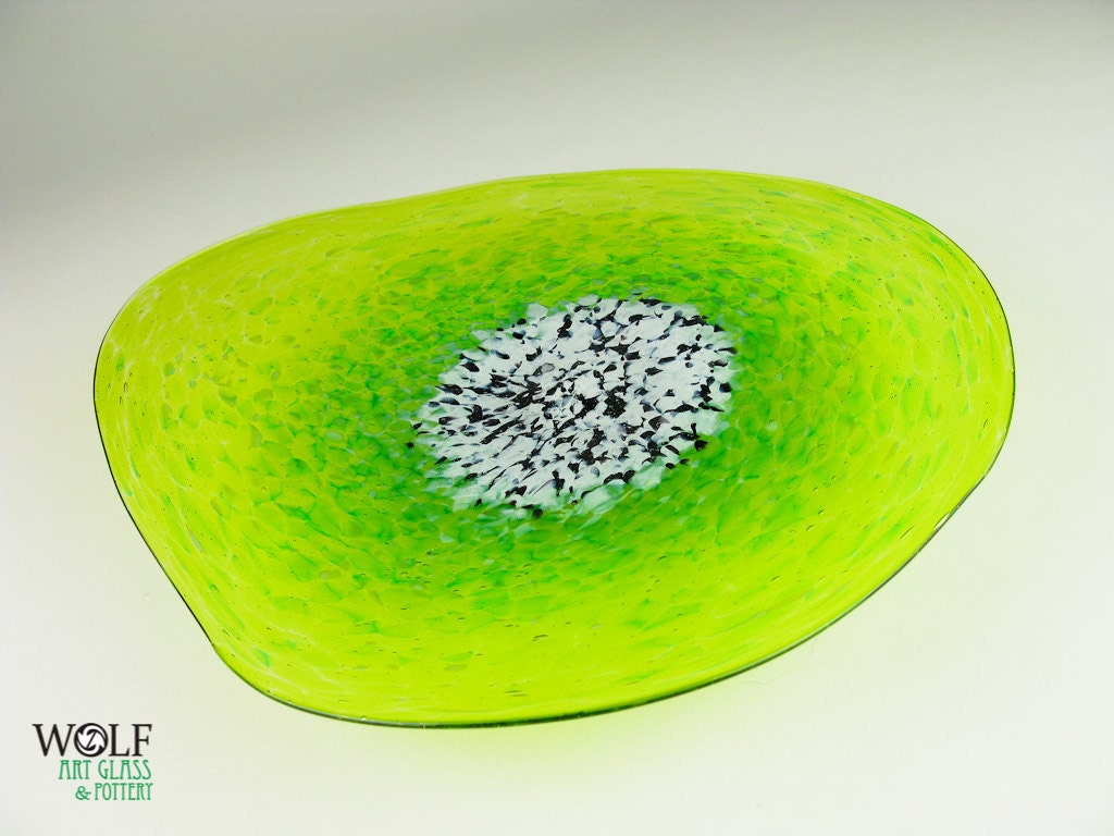 Blown Glass Wall Art Lime Green Poppy