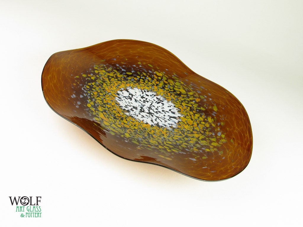 Blown Glass Wall Art Home Decor Amber Brown Poppy Flower Wall Decor