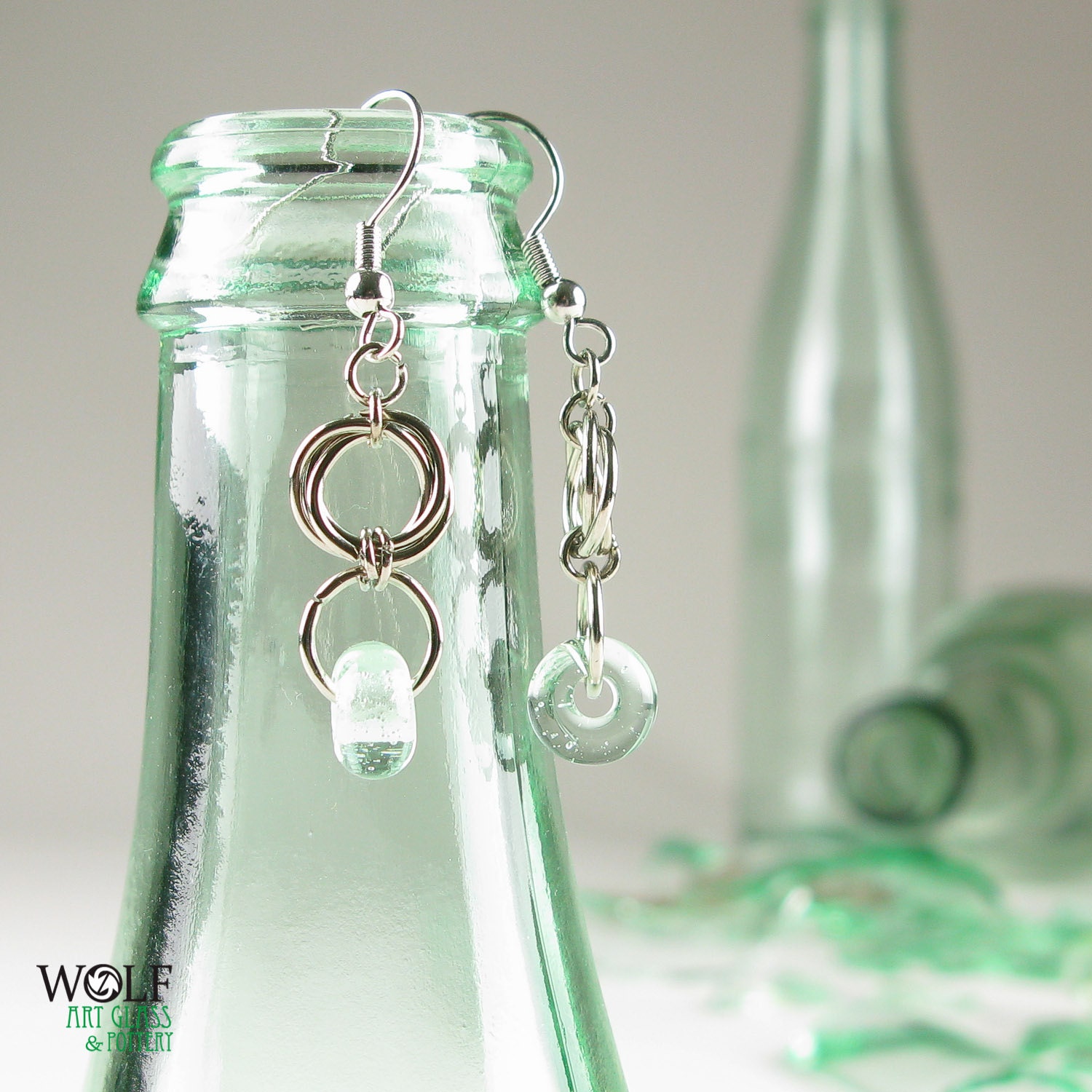 Eco Friendly Earrings Recycled Glass Bead Floret Drop Chandelier Earrings