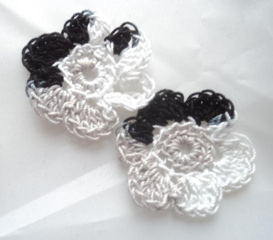 Stunning black white and gray crochet flowers