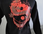 Karate Crewneck Sweatshirt Black Shirt Shaolin Dragon Yin Yang Martial Arts SMALL