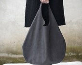 Grey Leather Hobo Bag, every day bag, tote bag