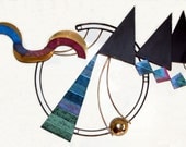 Post Modern Memphis Style 3-D Metal Wall Hanging Sculpture Signed C Jere