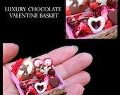 SALE Luxury Valentine Gift Basket - Artisan fully Handmade Miniature in 12th scale. From After Dark miniatures.