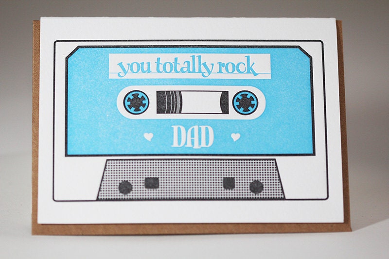 Dad Rock Cassette Tape Letterpress Card