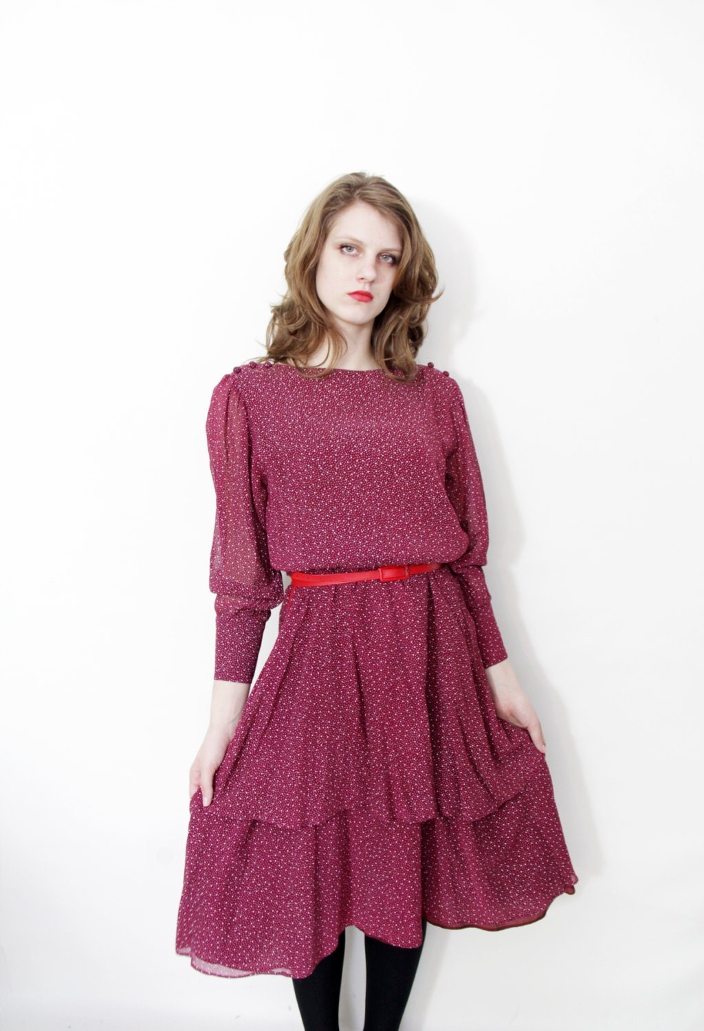 Vintage wine freckled dress / size M