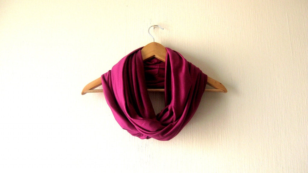 Hot Pink Infinity Scarf - Delicate Spring Soft Jersey Circle Loop Scarf Cowl Neckwarmer