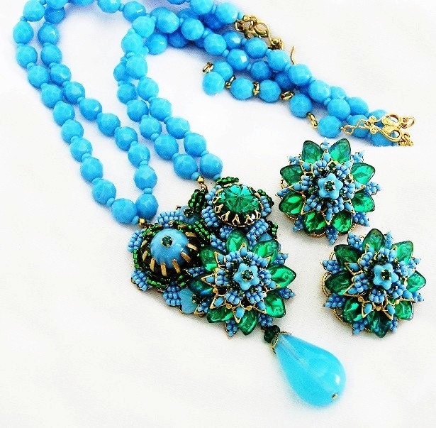 Stanley Hagler Ian St Gielar  Turquoise  and Green Demi Parure
