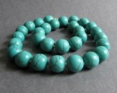 Hand Knotted Gemstone Necklace / Large Gemstone Bead Necklace / Teal Blue Magnesite and Sterling Silver Necklace - Stately