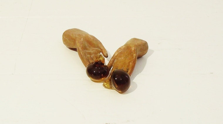 Vintage Prisms Petite Amber Pears Lot of 2