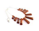 Red Jasper Necklace  Carnelian Dagger Red Jasper Silver Plated Chain Beaded Handmade Strung