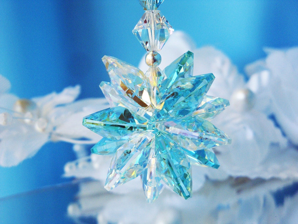 Swarovski Crystal Suncatcher Car Charm Lt. Turquoise Blue Crystal Car Accessories