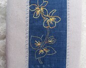 embroidered denim & cream book cover blank journal fabric smash book composition travel ephemera scrapbook