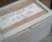 VINTAGE WOOD divided BOX......Norfolk Virginia Burlap