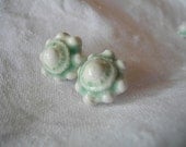Aqua green mint porcelain ear posts - zeeuws knopje - Dutch folklore