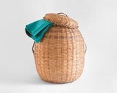 Vintage Woven Storage Basket - Mid Century, Modern, Rustic, Box