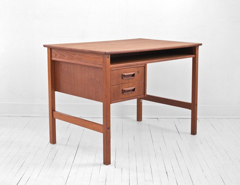 Mid Century Teak Office Desk - Modern, Wood, Eames, Retro